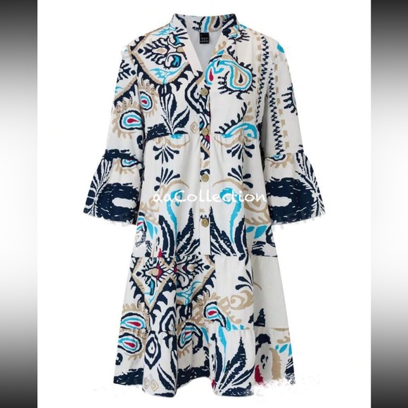 Boho Floral Paisley Print Button Dress - Picture 4 of 4